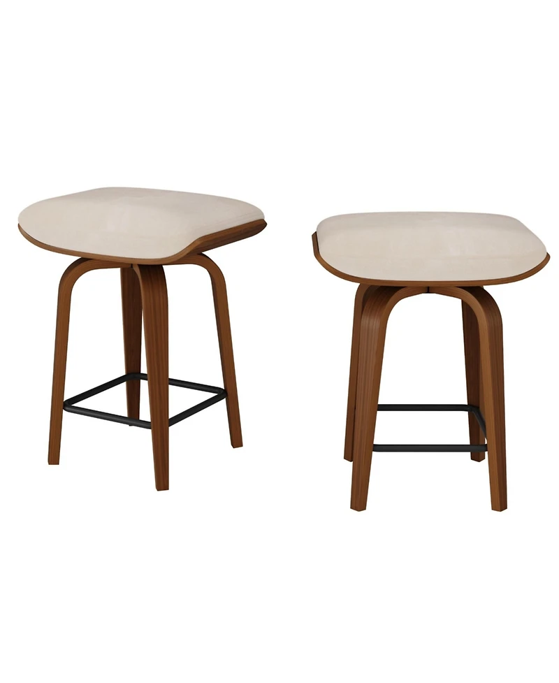 gaomon Set of 2 Backless Swivel Counter Stools Saddle Seat with Walnut Bentwood Legs