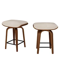 gaomon Set of 2 Backless Swivel Counter Stools Saddle Seat with Walnut Bentwood Legs