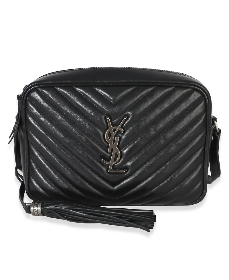 Pre-Owned Saint Laurent Black Matelasse Calfskin Lou Camera Bag