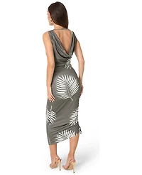 Bebe Women's Tropical Printed Knit Cowl Midi Dress