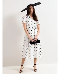 Phase Eight Women's Adele Polka-Dot Short-Sleeve Collared Midi Dress
