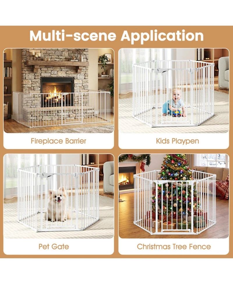 Hongge Extra Wide 6-Panel Pet Safety Gate Fits 34.5 to 154 in Openings with Auto-Close Door