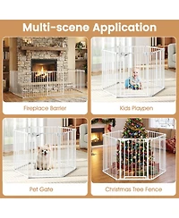 Hongge Extra Wide 6-Panel Pet Safety Gate Fits 34.5 to 154 in Openings with Auto-Close Door