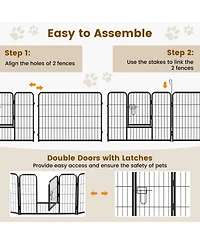 Hongge 16-Panel Metal Dog Playpen 24 in with Lockable Door and Customizable Configurations