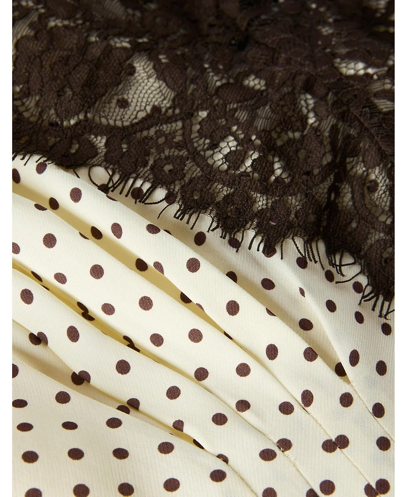 Whistles Women's Lace V-Neck Spot Midi Dress