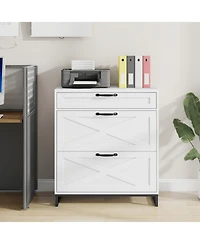 Vabches File Cabinet 3 Drawers Lateral File Cabinet for Letter/Legal/A4 Size Hanging Files