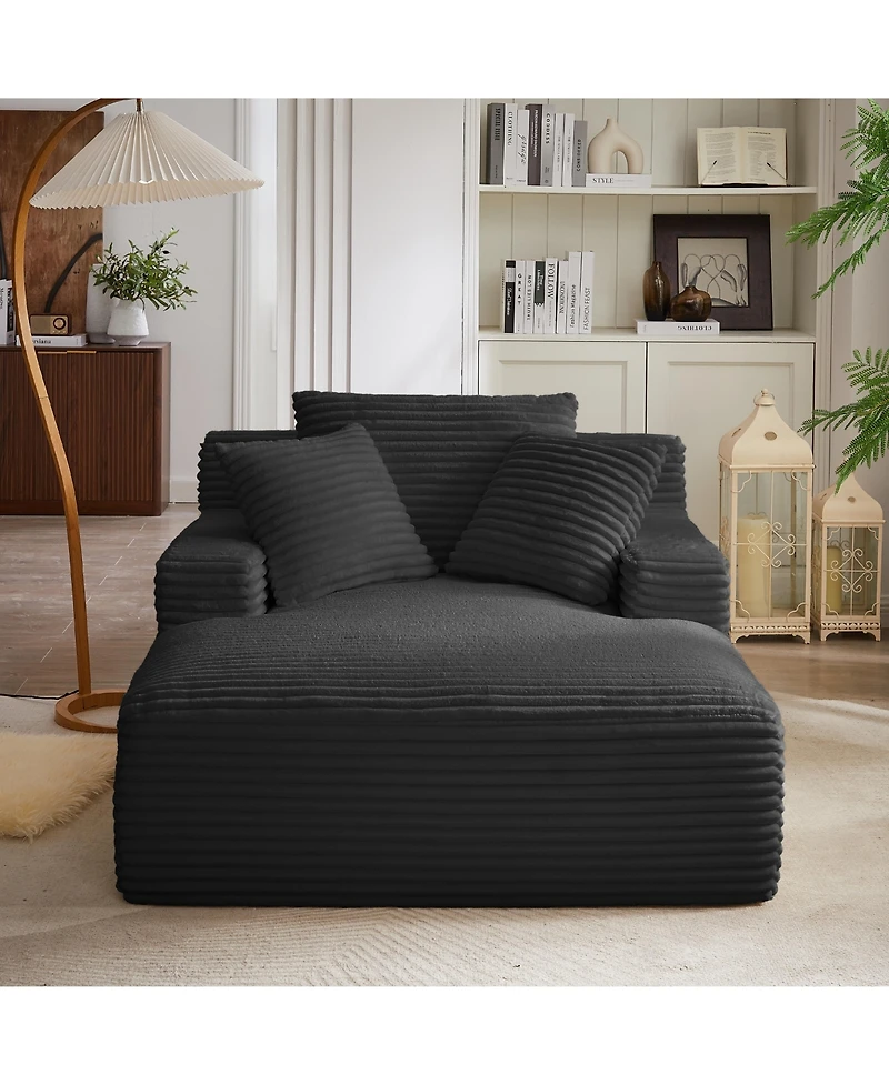 Sailvan Oversized Chaise Lounge Chair, Corduroy Upholstered Modern Sofa Couch,No Assembly Required
