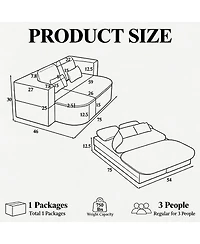 Sailvan 75" Convertible Sleeper Sofa, Corduroy Floor Couch to Full Bed with Blanket and 4 Pillows
