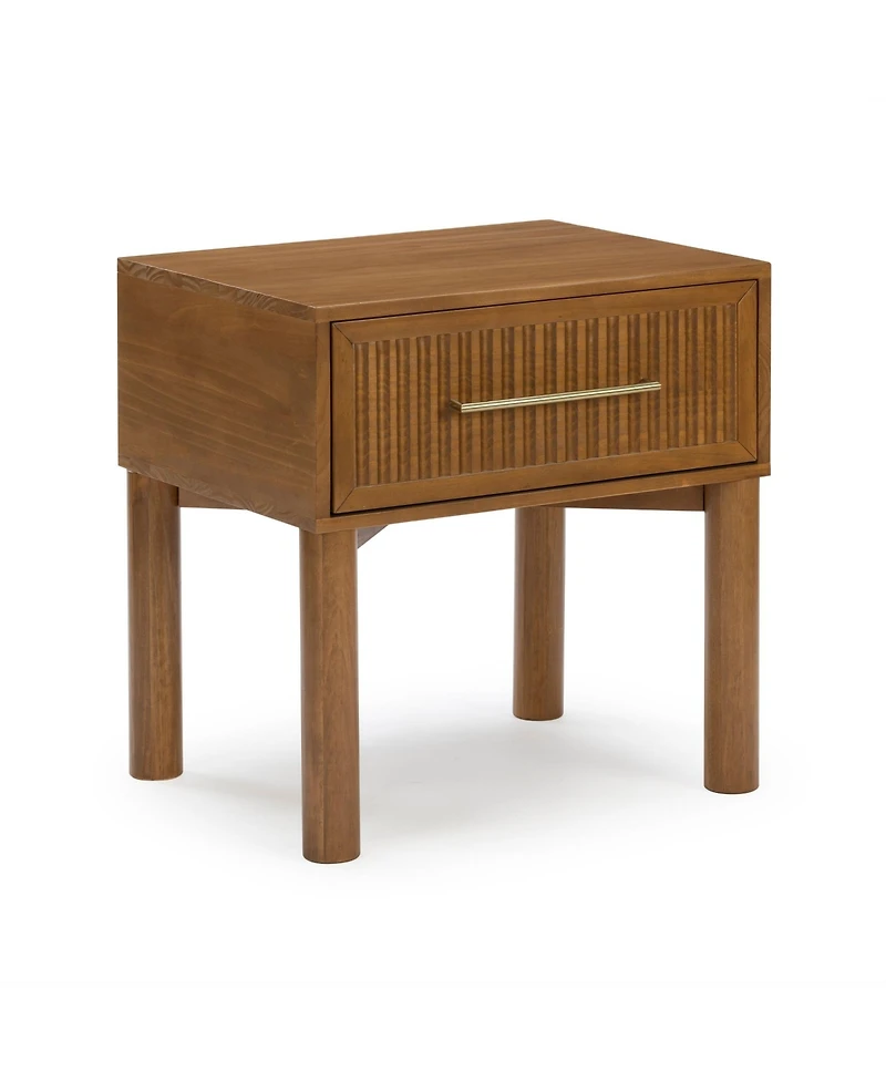 Plank+Beam Sera Fluted 1 Drawer Nightstand with Brass Handle