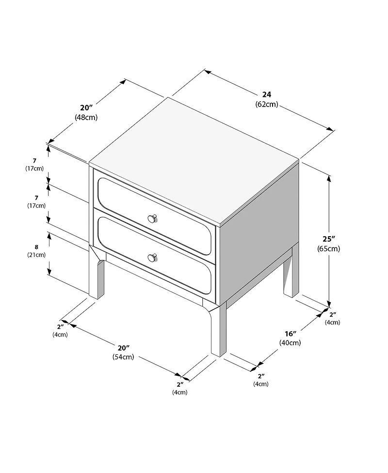 Plank+Beam Elio Rattan 2 Drawer Nightstand with Brass Knob