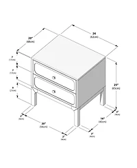 Plank+Beam Elio Rattan 2 Drawer Nightstand with Brass Knob