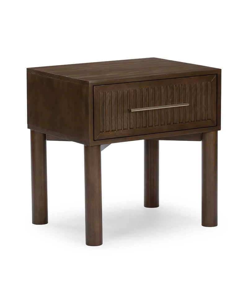 Plank+Beam Sera Fluted 1 Drawer Nightstand with Brass Handle