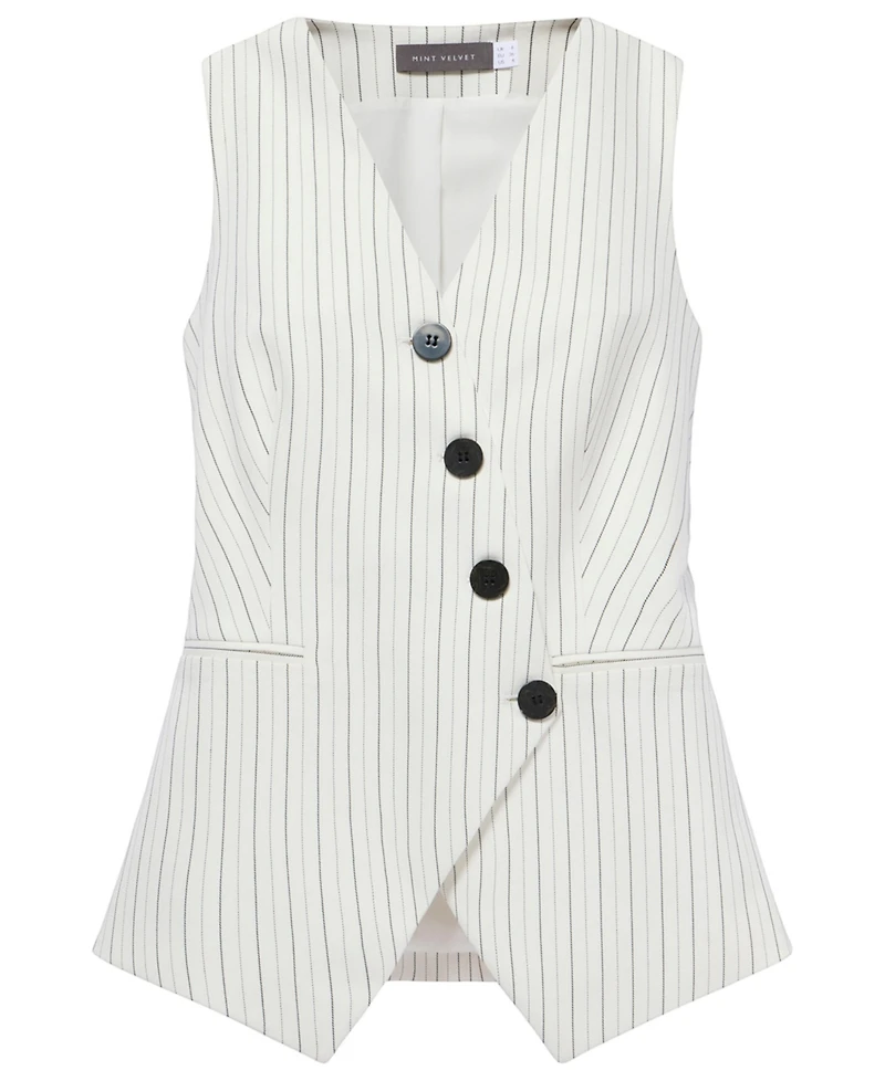 Mint Velvet Women's Pinstripe Asymmetric Waistcoat