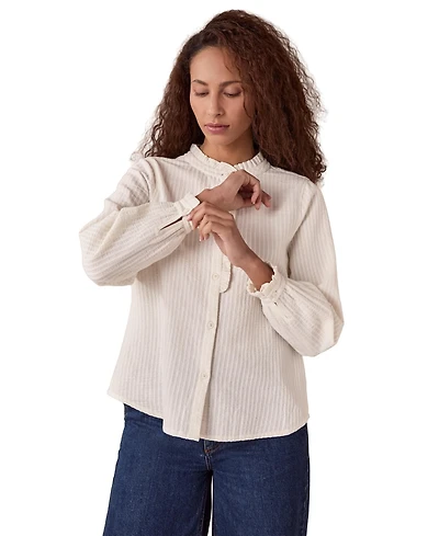 Celtic & Co. Women's Textured Cotton Shirt With Frill Collar