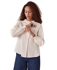 Celtic & Co. Women's Textured Cotton Shirt With Frill Collar
