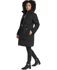 Karl Lagerfeld Paris Women's Tweed Sparkle Long Puffer Coat