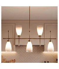 Tribesigns 5-Light Modern Linear Chandelier, Kitchen Island Pendant Light, Dining Room Adjustable Hanging Light Fixture