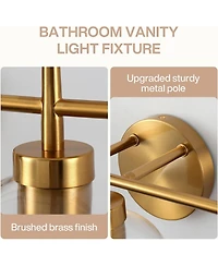 Tribesigns 3-Light Bathroom Vanity Light, Modern Glass Wall Sconce | Brass Finish Wall Mount Fixture Over Mirror, E26 Base