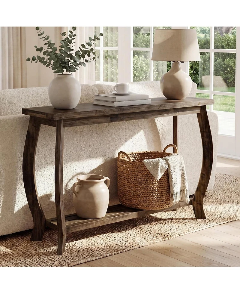 Tribesigns Solid Wood Console Table for Entryway, 41.3-Inch Sofa Table | Small Farmhouse Entrance Furniture with Storage for Living Room