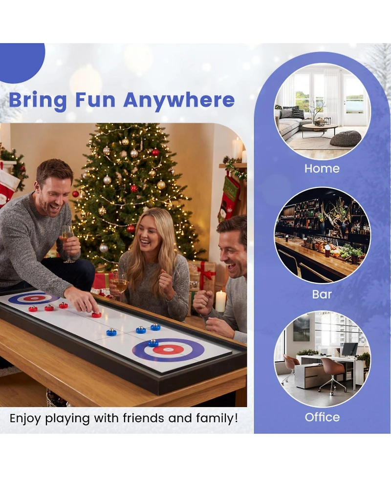 Hongge Shuffleboard and Curling 2-in-1 Tabletop Board Game with 8 Rolling Pucks Ages 6+