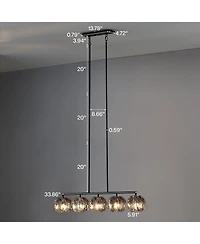 Tribesigns 5-Light Dining Room Light Fixture, Luxury Linear Chandelier for Kitchen Island Lighting with Adjustable Height