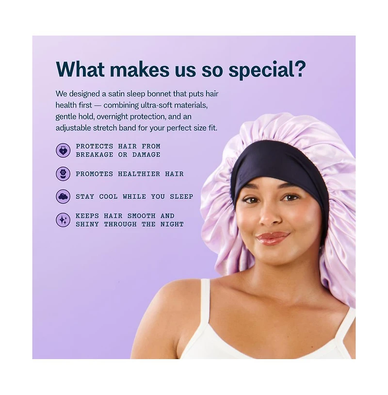 Gimme Beauty Sweet Dreams Satin Bonnet Ultra Soft Sleep Bonnet Smooth and Frizz Free Hair Thick Hair
