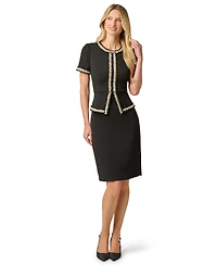 Adrianna Papell Women's Pearly Trim Peplum Stretch Sheath Dress