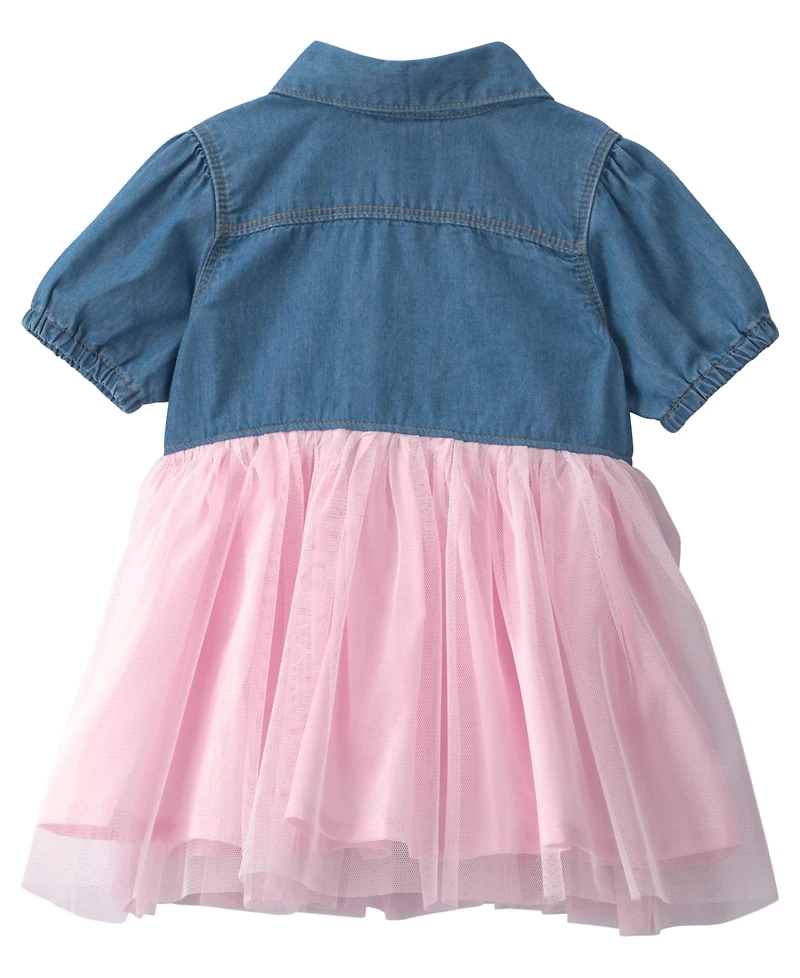 Osh Kosh Baby Girls' Chambray Tulle Short-Sleeve Dress and Bloomers, 2-Piece Set