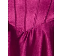 B Darlin Juniors' Satin Strapless Sweetheart Neck Corset Bodice Dress