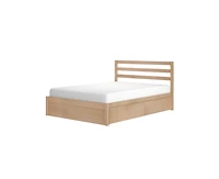 Grain & Grove Bear Full Single Bed With Underbed Storage Drawers, Oak Embossed