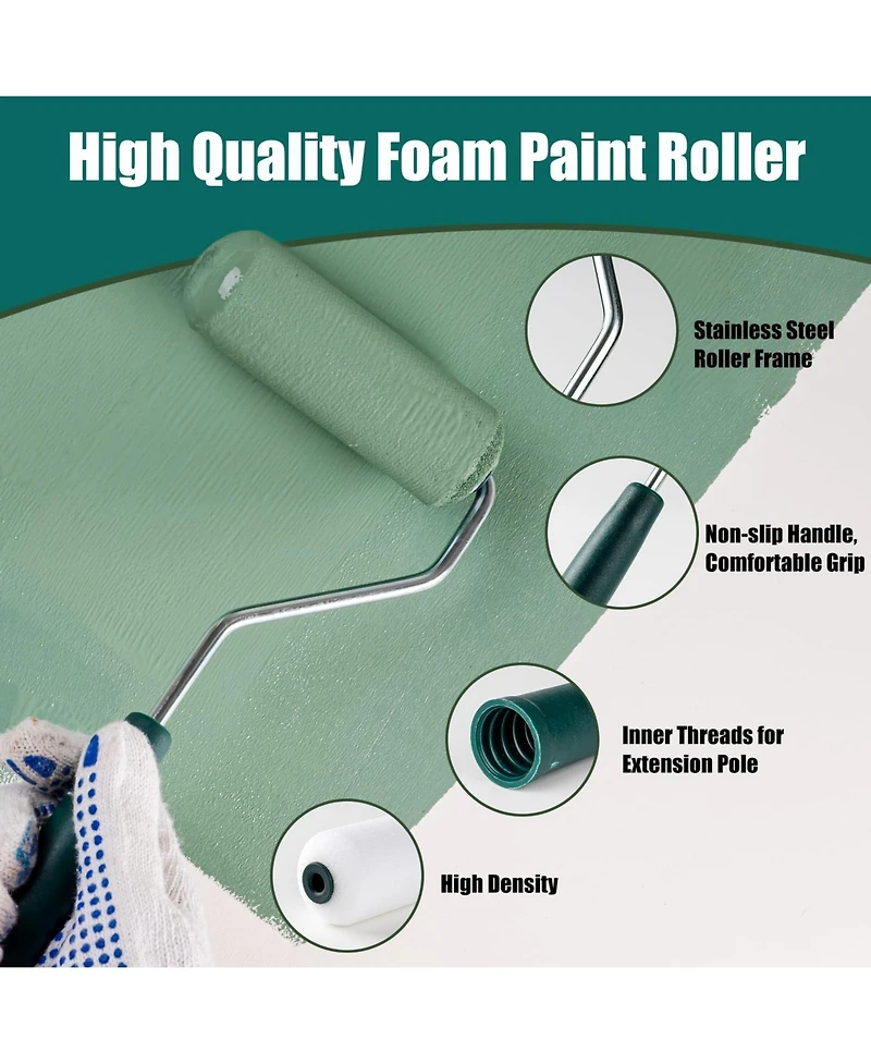 Xdovet Paint Roller Kit Foam Mini Covers Tray Liners Brush Supplies Walls Trim Ceilings