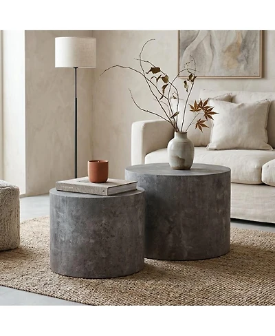 Streamdale Furniture 2-Piece Round Wooden Nesting Coffee Table Set
