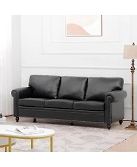 Streamdale Furniture Elegant Pine Wood Armchair with Silver Nailhead Trim and Detachable Cushion