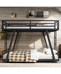 Streamdale Furniture Full over Full Metal Bunk Bed with Dual Side Ladders
