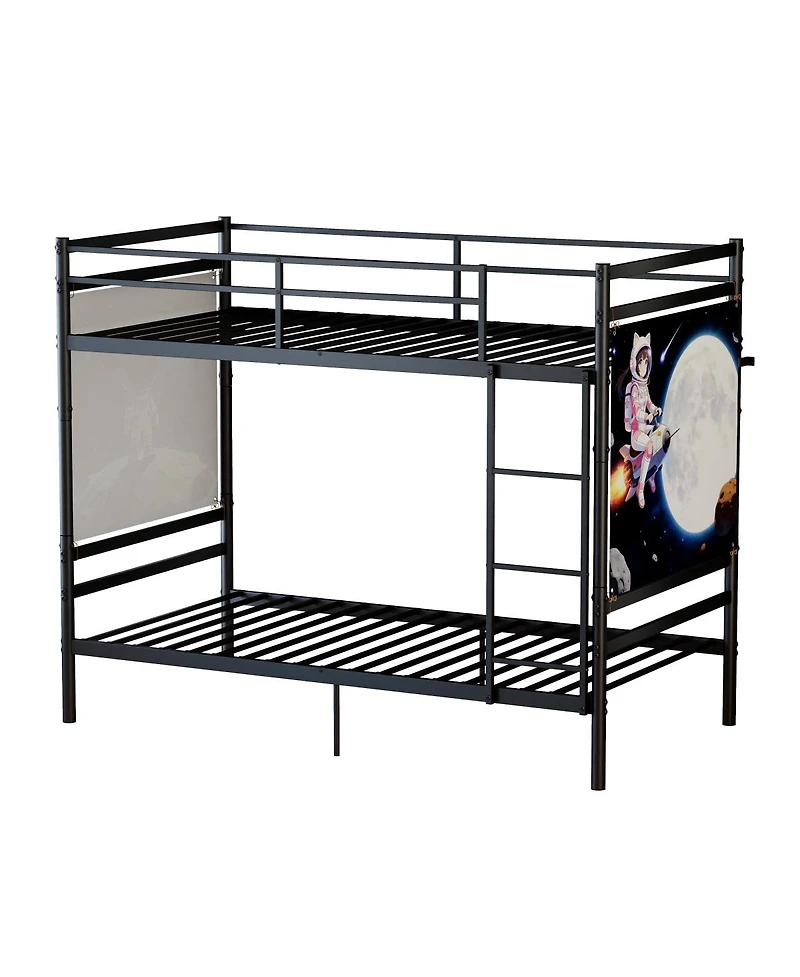 Streamdale Furniture Twin Over Twin Metal Bunk Bed with Ladder and Guardrails