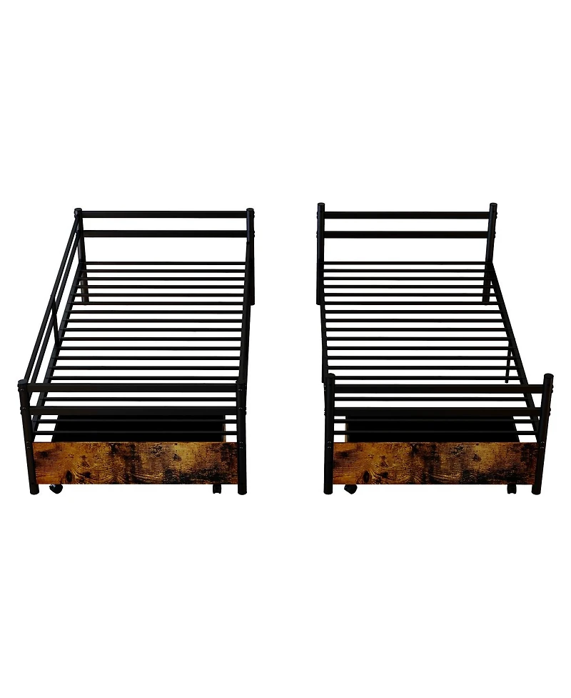 Streamdale Furniture Heavy Duty Metal Bunk Bed with Drawers and Safety Guardrails