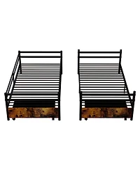 Streamdale Furniture Heavy Duty Metal Bunk Bed with Drawers and Safety Guardrails