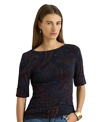 Lauren Ralph Petite Stretch Boat Neck T-Shirt