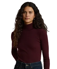 Lauren Ralph Petite Ribbed Slim-Fit Cotton-Blend Turtleneck Sweater