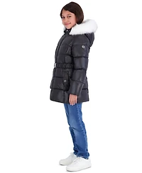 Michael Kors Toddler Girls' 2T-5T Belted Stadium Length Mk Logo Long-Sleeve Jacket