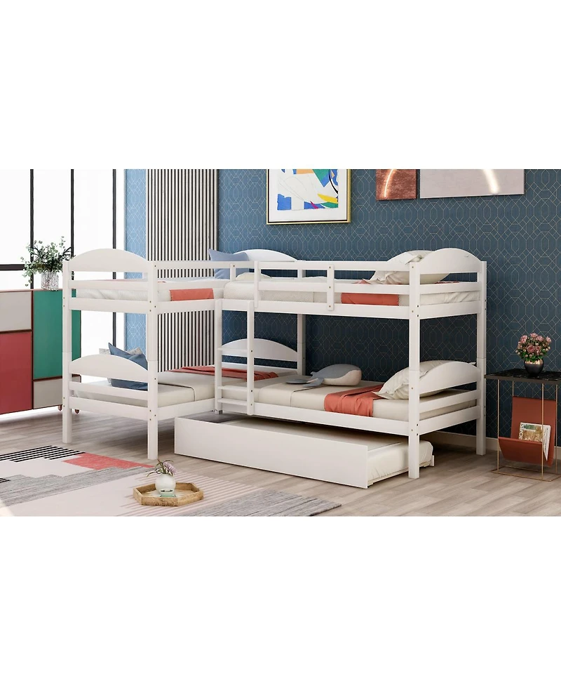 Streamdale Furniture Twin L-Shaped Bunk bed with Trundle