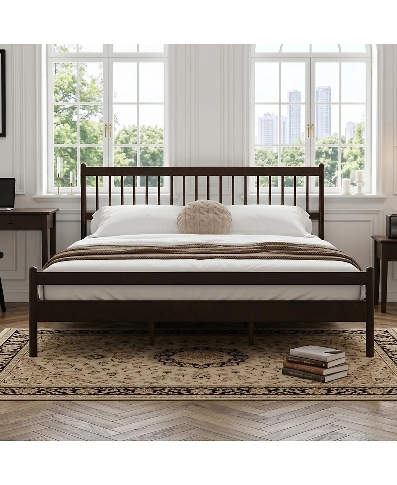 Streamdale Furniture Traditional Style King Size Pinewood Bed with Headboard and Footboard