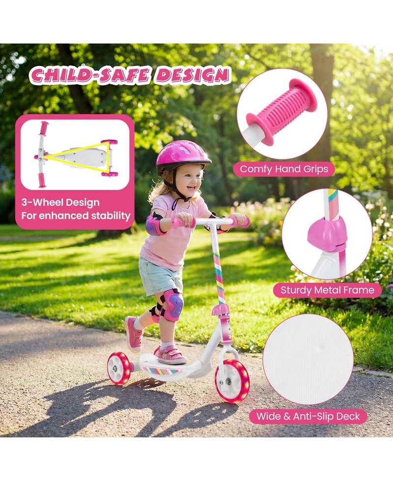 Slickblue Kids Kick Scooter with Light-Up Wheels and Wide Deck