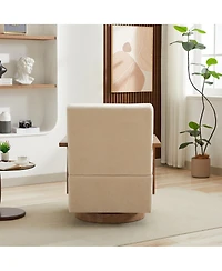 Streamdale Furniture Modern Swivel Upholstered Accent Chair with Solid Wood Armrests