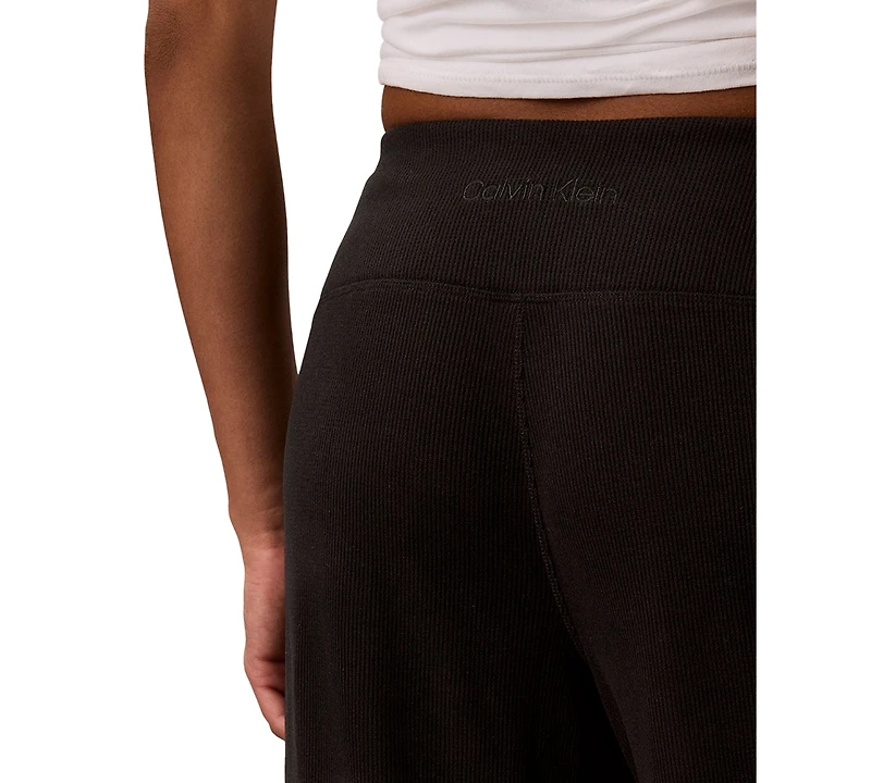 Calvin Klein Performance Women's Pull-On Waffle-Knit Relaxed-Fit Straight-Leg Pants