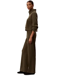 Calvin Klein Performance Women's Pull-On Waffle-Knit Relaxed-Fit Straight-Leg Pants