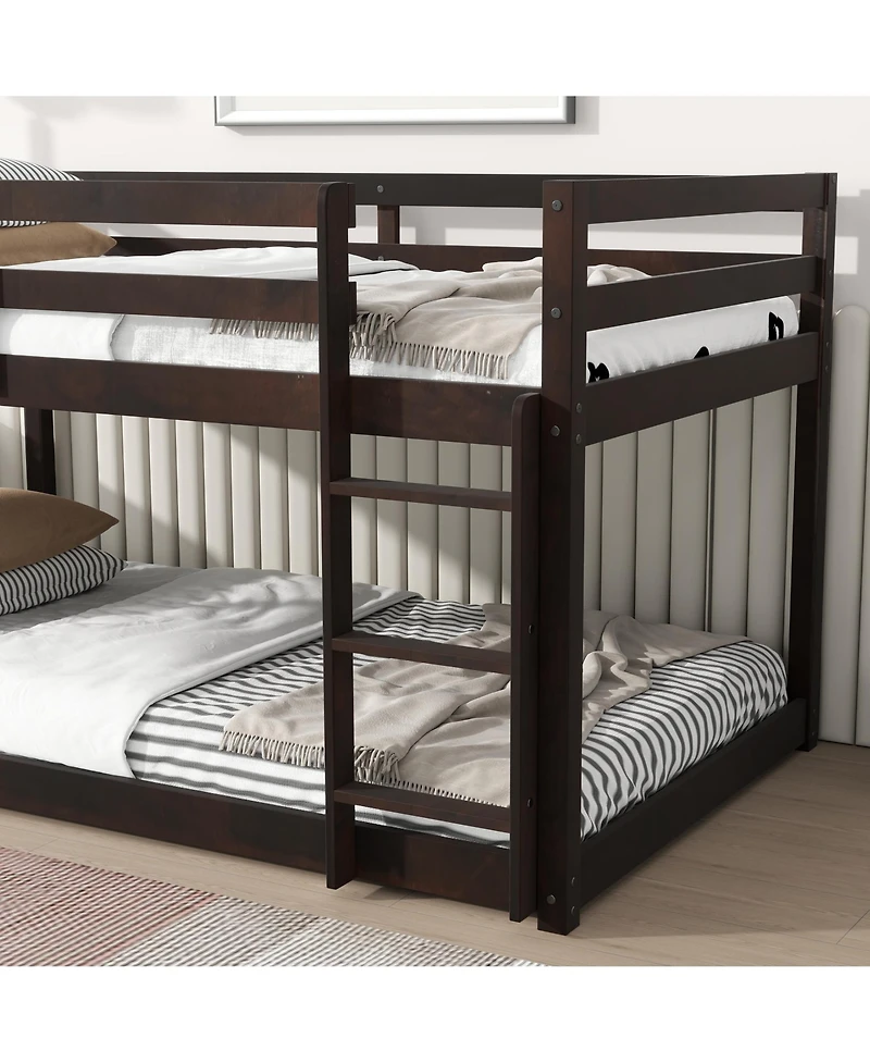 Sailvan Twin over Floor Bunk Bed with Ladder,Bed Platforms crafted Strengthened Slats