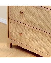 Plank+Beam Elio Rattan 6 Drawer Dresser with Brass Knob