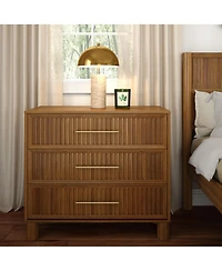 Plank+Beam Sera Fluted 3 Drawer Dresser with Brass Handle
