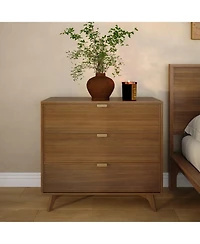 Plank+Beam Linea Tambour 3 Drawer Dresser with Brass Pull